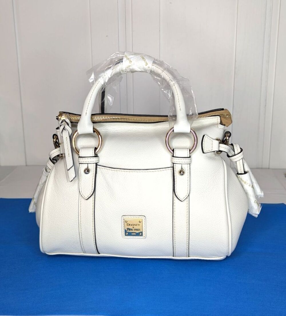 Dooney & Bourke Pebbled Leather Sorrento Satchel 30 with Pocket - Off White, NWT